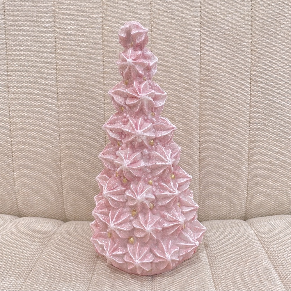 Pink Meringue Star Piped Decorative Tree Glitter Goldβ Accents Whimsical Decor
